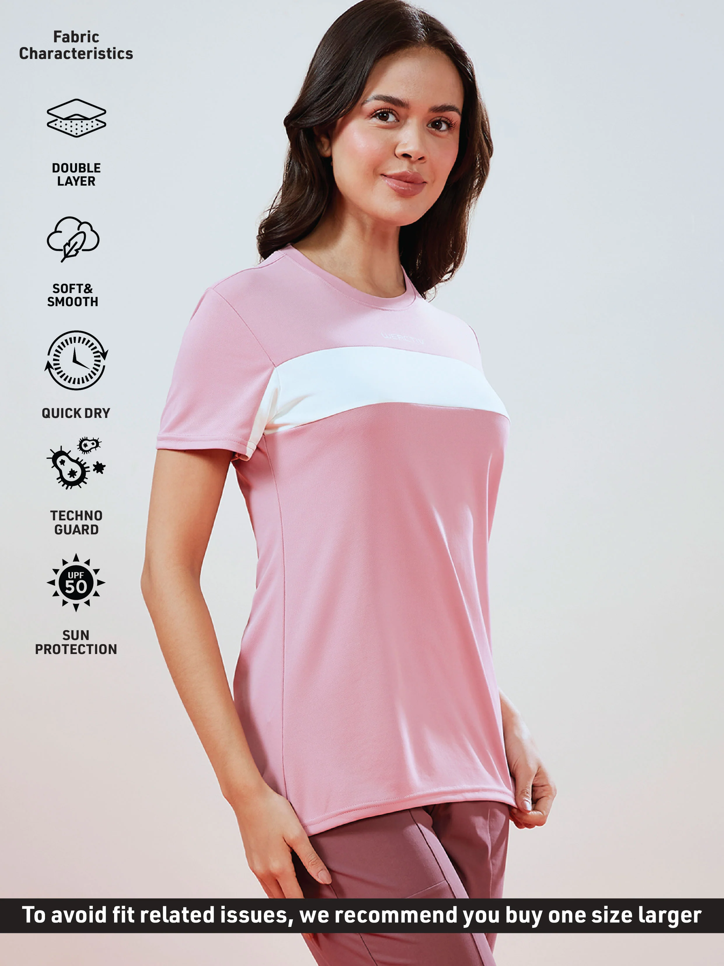 Women Solid Slim Fit Round Neck T-shirt with TECHNO COOL - Image 4