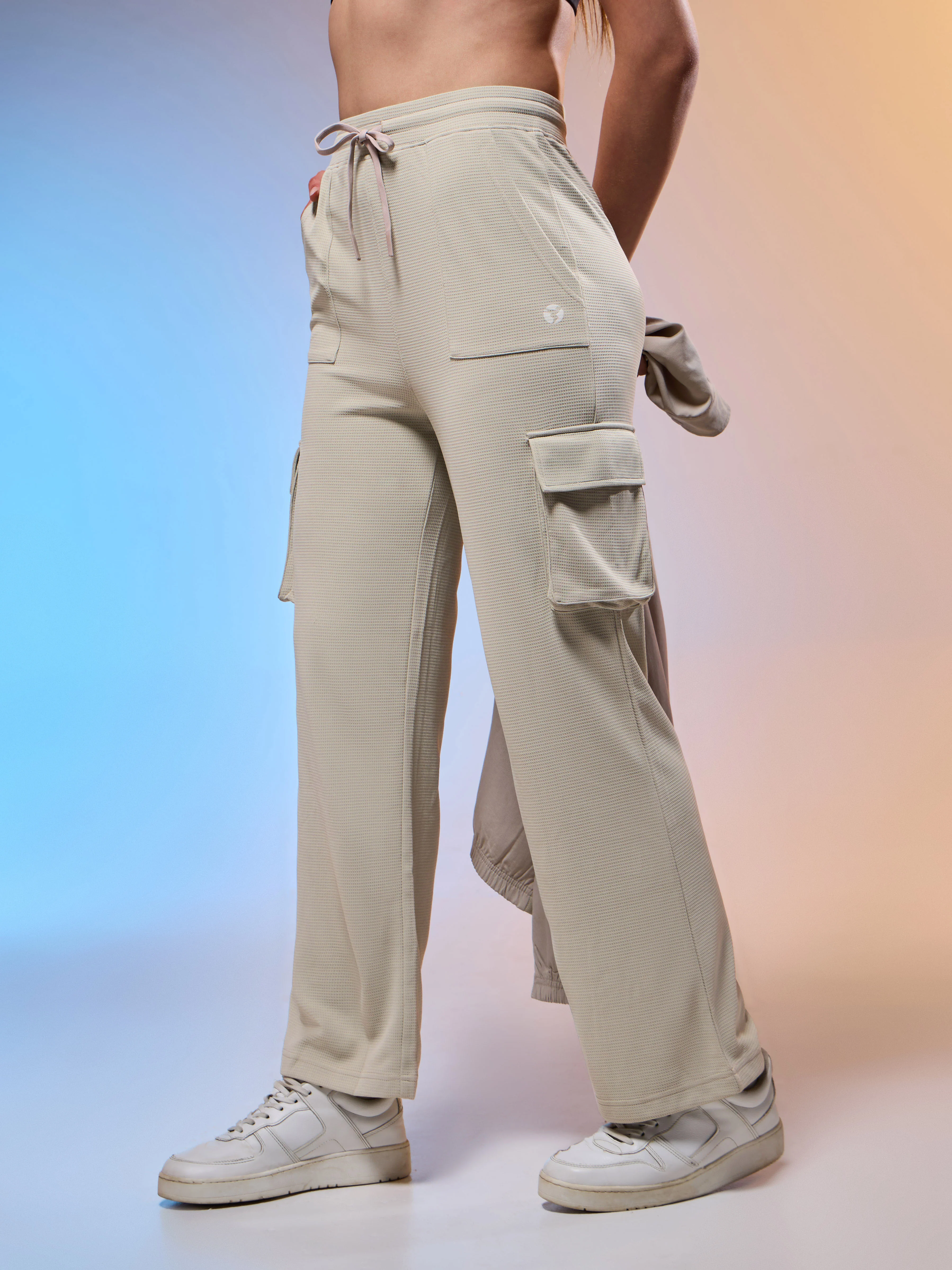 Women Solid Straight Fit Cargo Trackpants with TECHNOCOOL+ - Image 6