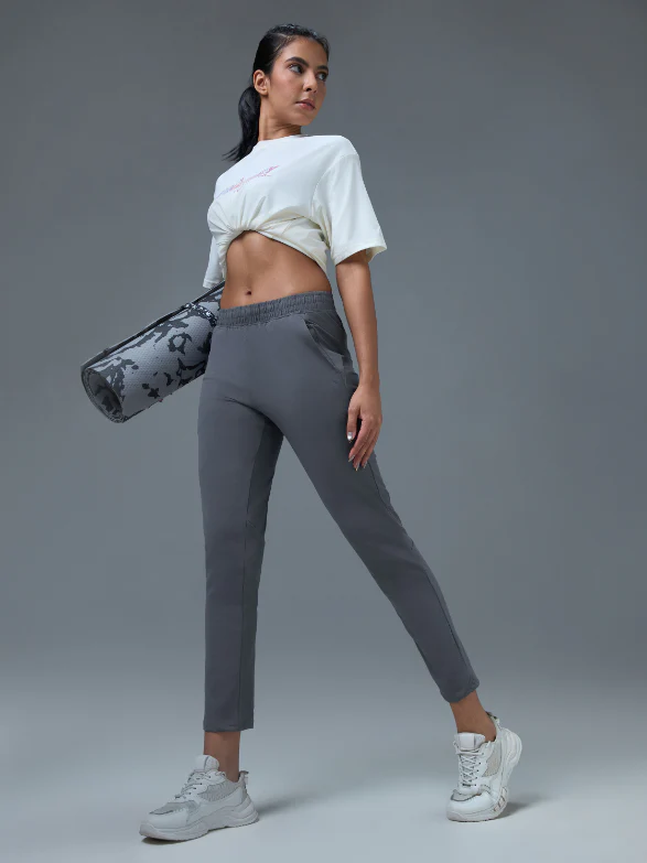 Women Solid Straight Fit Trackpants with 4 Way Crispy - Image 5