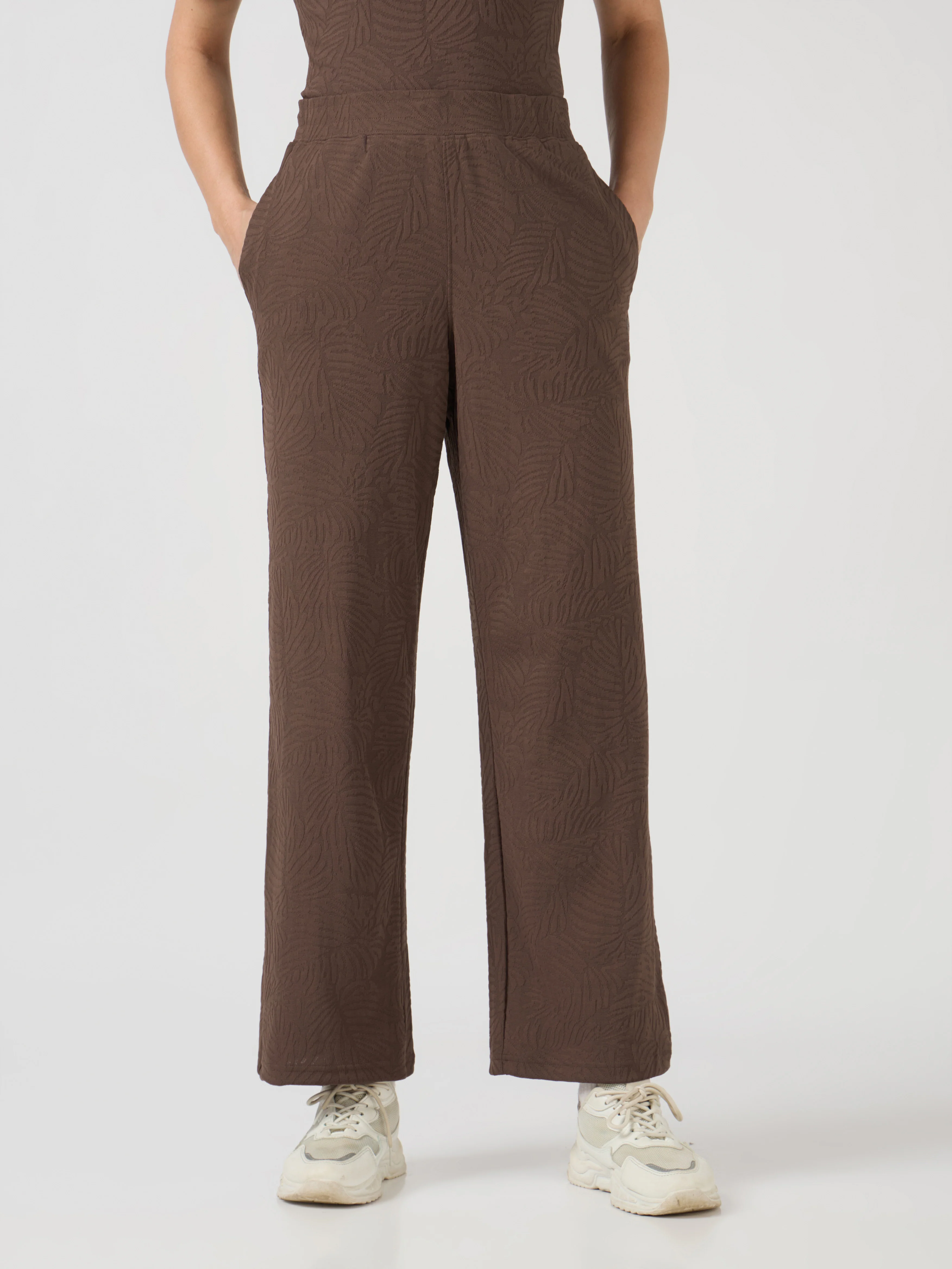 Women Textured Straight Fit Trackpants with COTFLEX