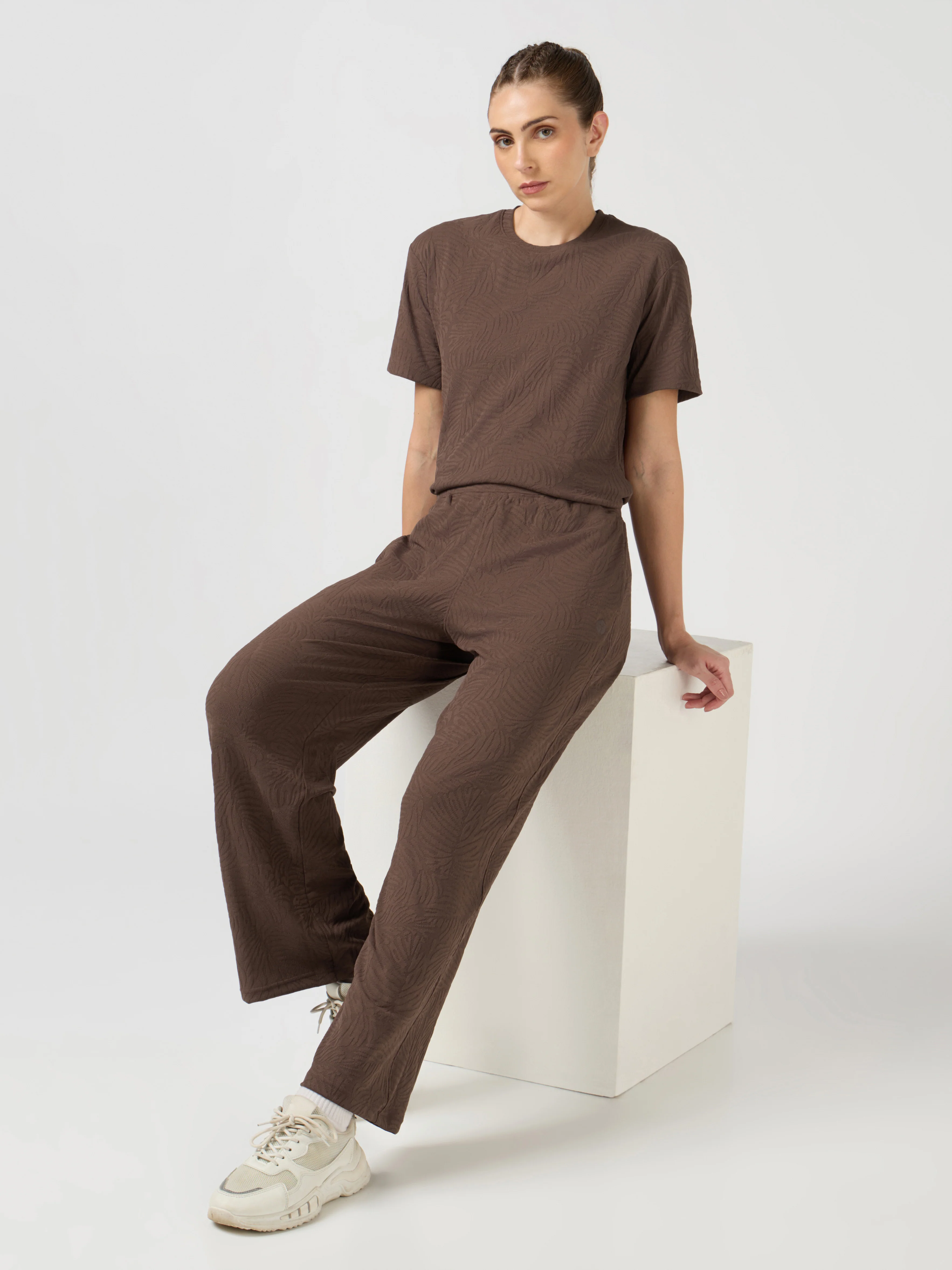 Women Textured Straight Fit Trackpants with COTFLEX - Image 6
