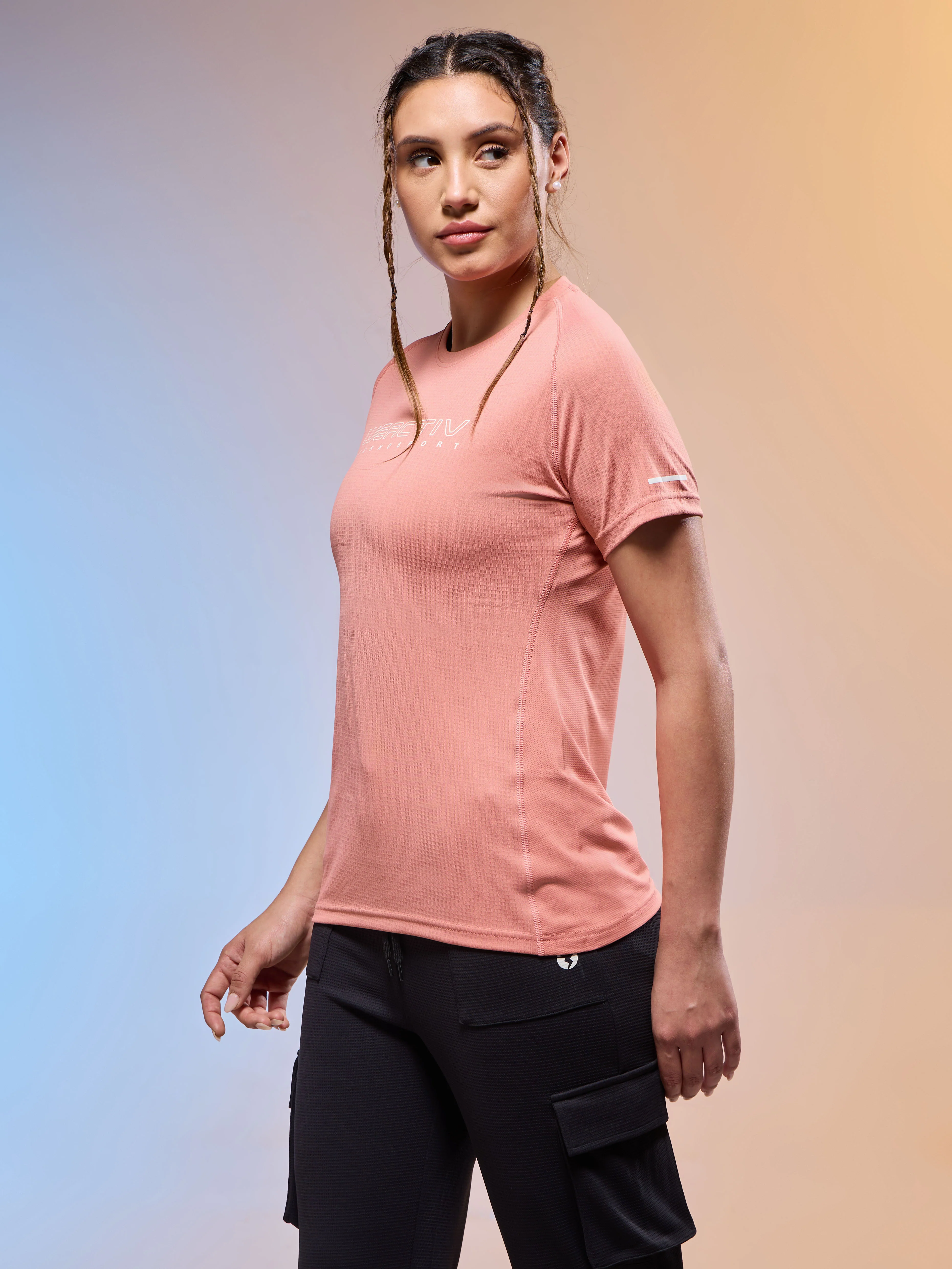 Women Typography Print Regular Fit Round Neck Sports Tee with TECHNOCOOL+ - Image 4