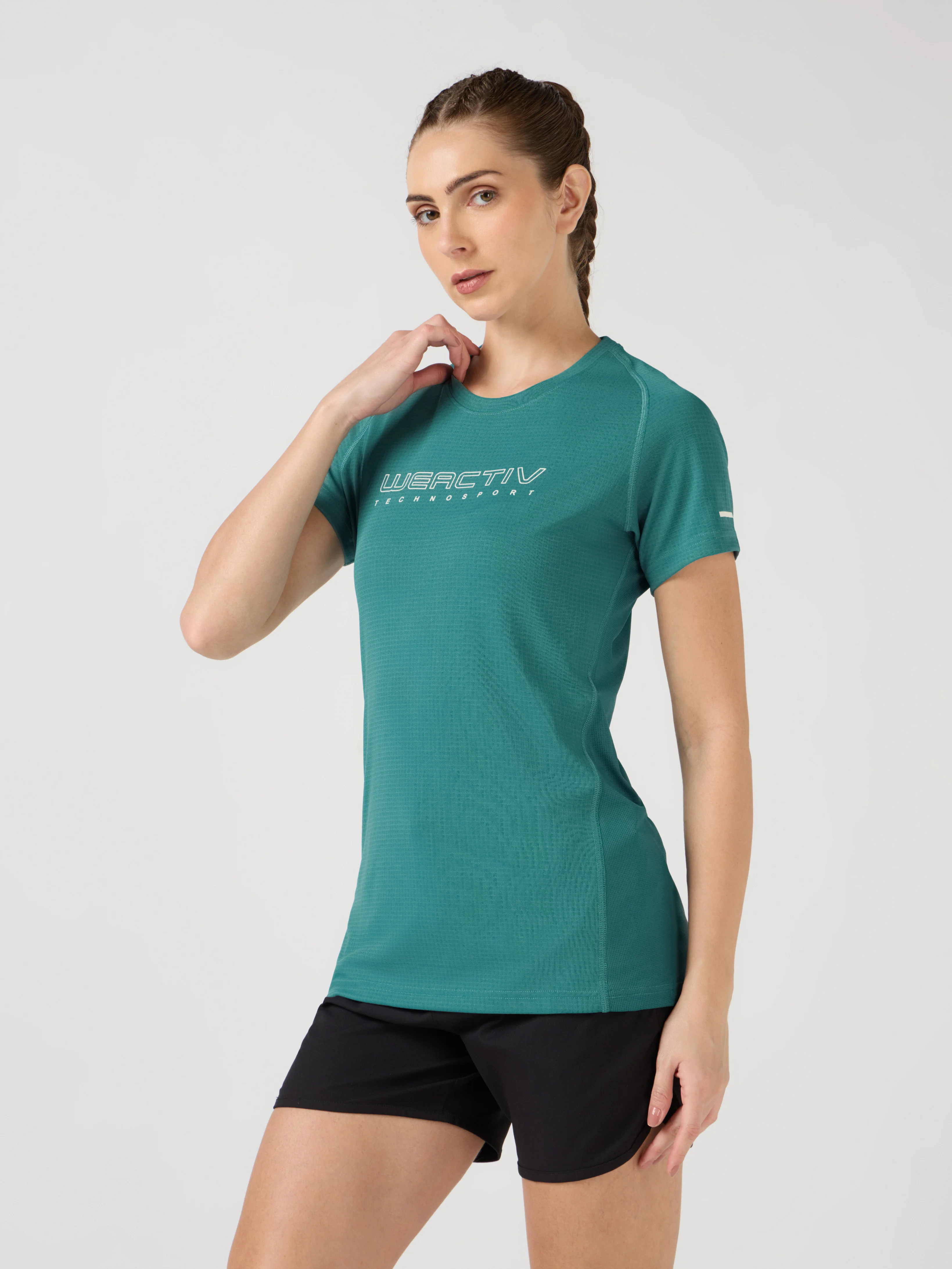 Women Typography Print Regular Fit Round Neck Sports Tee with TECHNOCOOL+ - Image 4