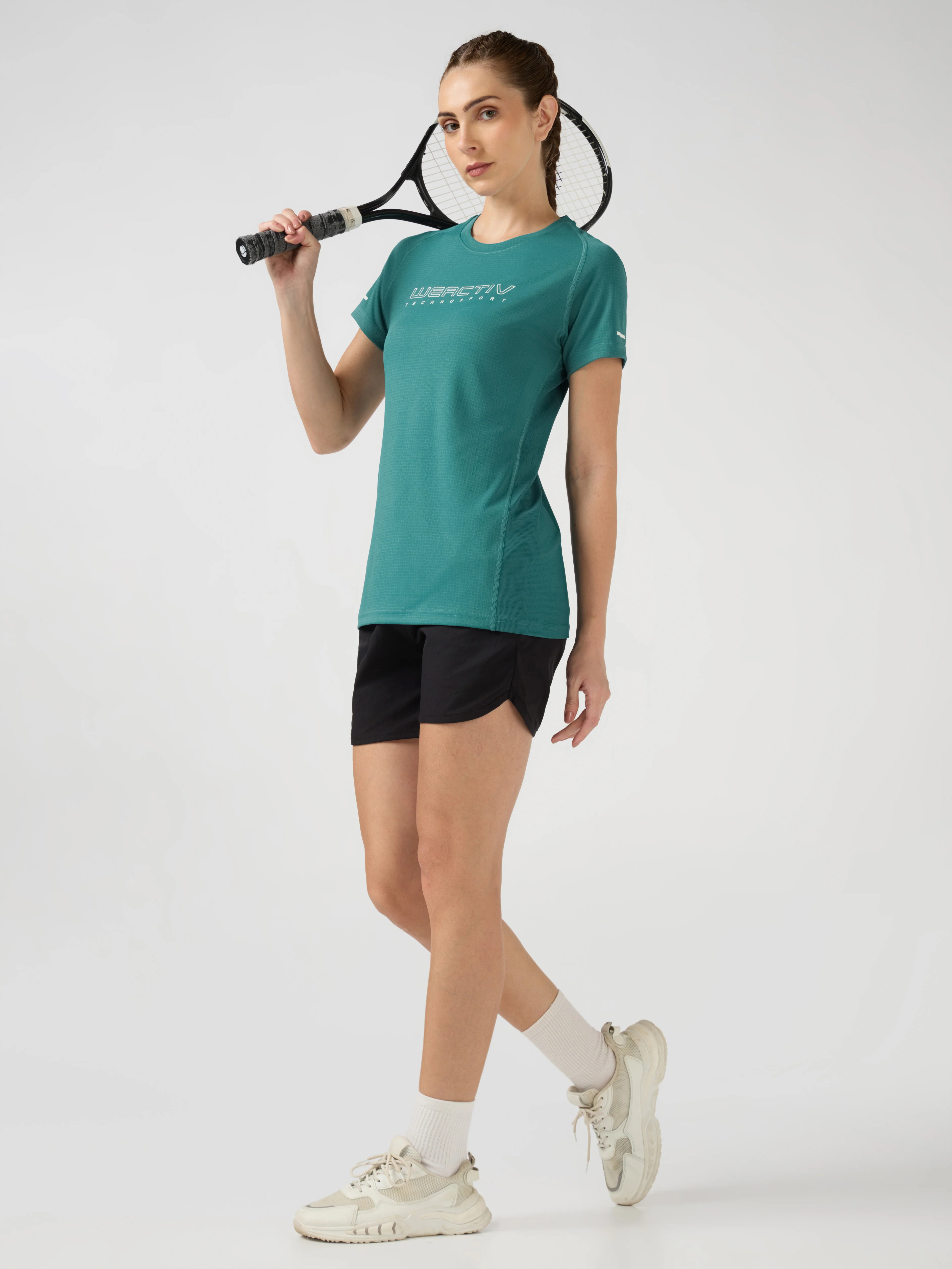Women Typography Print Regular Fit Round Neck Sports Tee with TECHNOCOOL+ - Image 5